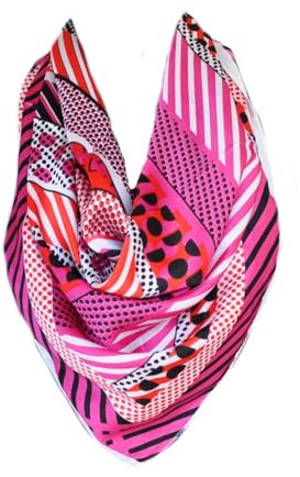 Damen Seide Nickituch Tuch Halstuch Schal Kopftücher Vierecktuch Bandana Taschentuch Ansatz Handgelenk Verpackungs Gr. 70 cm x 70 cm (A Pink)
