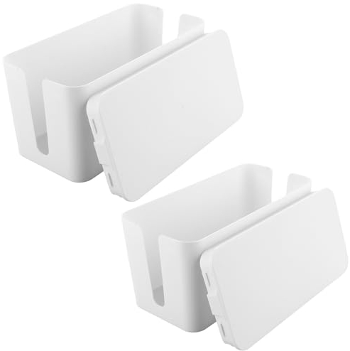 GBACHOOSE 2 Stück Kabelmanagement Box, Kabelbox Klein 23,5 x 11,5 x 12 cm, Kabel Organizer Box, Kabelsammler zum Verstecken, Steckdosenbox Weiss für Kabel, Steckdosenleisten, Adapter