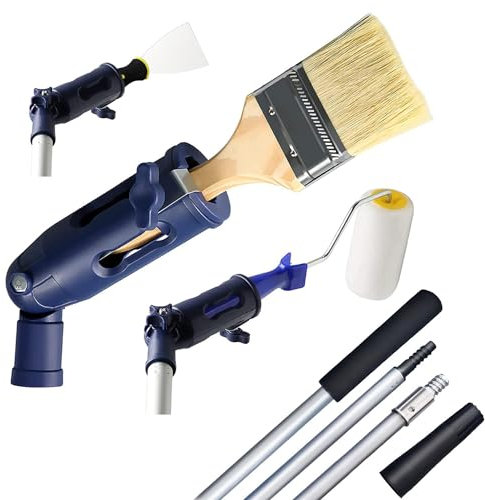 Multi-Angle Paint Brush Extender Set,Multi-Angle Paint Brush Extension Pole,1m Stainless Steel Paint Roller Pole -High Ceilings,Corners,Edges,Fixing On 1m Threaded Extension Rod