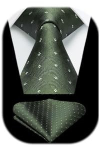 Enlision Herren Krawatte Seide Grün Krawatte mit Einstecktuch Set Einfarbig Krawatten für Herren Hochzeit Formelle Geschäfte,Armeegrün