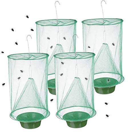 XJKLBYQ Catcher Suspendu en Ranch, piège à Mouche Suspendu, 4pcs Filet de piège à Mouche réutilisable Pliable, Receveur de Mouches visuels Portable pour Horse Stable Farm - 16x9x9in