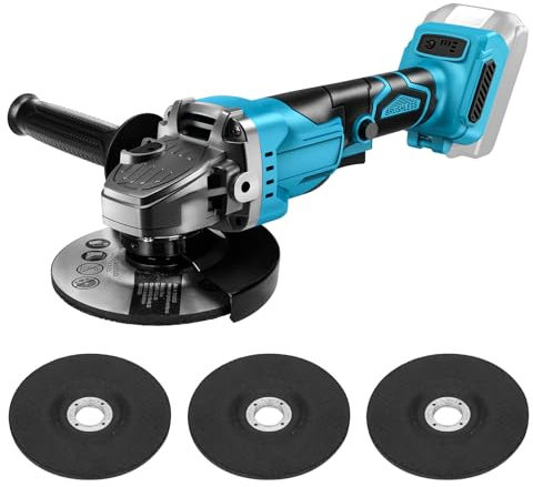 Akku Winkelschleifer für Makita Akku 18V, kabelloser Schleifer mit bürstenlosem Motor,Scheibenschutz,125mm Durchmesser,3 Geschwindigkeit 7500 RPM für Schneiden Schleifen (mit Schneidemesser)