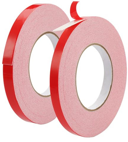 2 Rotoli Biadesivo Extra Forte in Schiuma PE,12 mm x 10 m Nastro Biadesivo per Alte Temperature,Impermeabile Nastro Biadesivo in Schiuma,Nastro Biadesivo Extra Forte per Decorazioni,Auto,Riparazioni