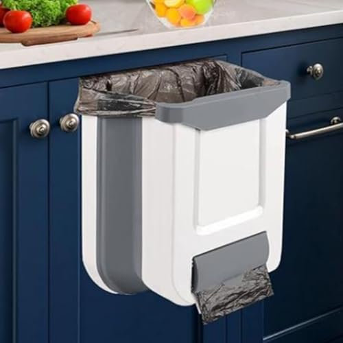 FEFE Collapsible Kitchen Compost Bin 2.4 Gallon Kitchen Counter Hanging Waste Bin Small Under Counter Waste Bin For Kitchen