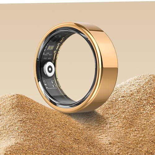 DEKELIFE Anillo Inteligente Hombre Mujer, Smart Ring Monitor de Sueño, SpO2, Pulsometro, Rastreador/Monitores de Actividad, 100+ Modos Deportivos IP68 Impermeable Podómetro iOS Android, Tamaño 11, Oro