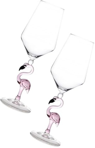 Amosfun Verre à Vin Flamant Rose Créatif 2 Pièces 330ml en Verre Résistant | Usage Bars et Ktv, Design Délicat et Décoratif, Lot de 2 pour Service de 330ml