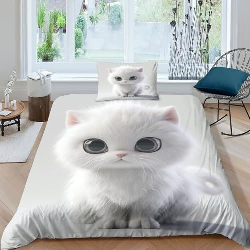 UFAZEHDNS Britisches Kurzhaar Bettbezug Bettwäsche Set Kinderbettwäsche Reißverschluss Mit Kissenbezug Betten Set Für Jungen Und Mädchen, Kinder Single(1Tier5x200cm)