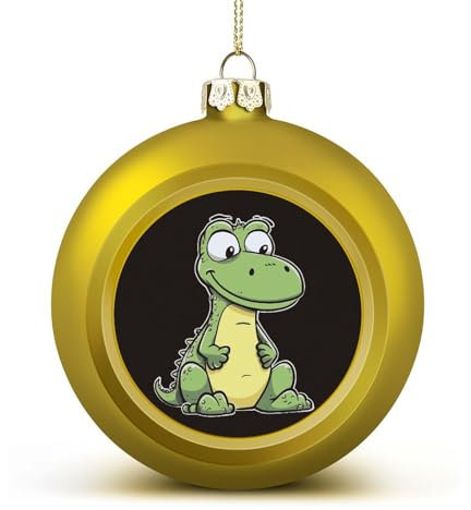 2024 Weihnachtskugel-Ornamente, 6,1 cm, bruchsicher, Weihnachtsbaumschmuck, Kugeln, leise, Cartoon-Krokodil-Weihnachtsdekoration, hängende Ornamente für Weihnachtsbaum, Feiertagsdekoration, Goldener