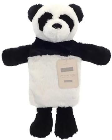 Hot Water Bottle with Cover 1 Litre - Fluffy Faux Fur Fleece Cover Durable Winter Warm - Natural Rubber- Adults and Kids Cute Animal Fleece Novelty Plush Hot Water Bag Cosy Gifts (Panda)