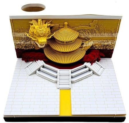 WEITINGKKK 3D Kalender 2025 Kalender Registerkarte, Ancient Building Calenda,3D Memo Pad,Artsy Pads,3D Sticky Notes,This is A Hand Torn Paper Sculpture Artwork