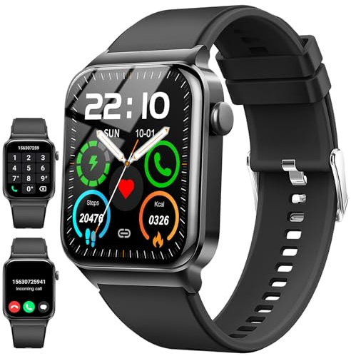 Smart Watch for Men Women Answer/Make Calls, 1.85 HD Touch Screen Fitness Watch with Heart Rate/Sleep Monitor, 110+ Sports Activity Tracker Step Counter, IP68 Waterproof Smartwatch for Android/iOS