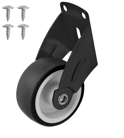 2 inch Metal Door Gate Wheel, Steel Rubber Wheels With Brakes For Wooden Gate, Adjustable Door Bottom Support Wheel For Heavy Duty Outdoor Farm Gate Rollers(1pcs Black)