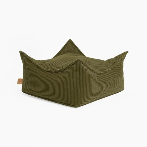 MEOWBABY Sitzsack Kinder – Bequemer und gemütlicher Kinder-Sitzsack mit Füllung, ideal für das Kinderzimmer | Sitzsäcke fürs Kinderzimmer, Cord, Khaki