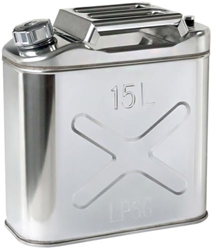Bidon de gaz en acier inoxydable 304 – Conteneur de carburant étanche pour le stockage de l'essence, du diesel, de l'huile de cuisson et de l'eau | Robuste, résistant à la rouille et certifié DOT, 15
