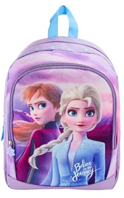 Disney Frozen Elsa Anna Rucksack Kinder Mädchen Kindergartenrucksack - Original Fanartikel Motiv - Backpack Kinderrucksack - großes Hauptfach - 38 x 28 x 16 cm, violett