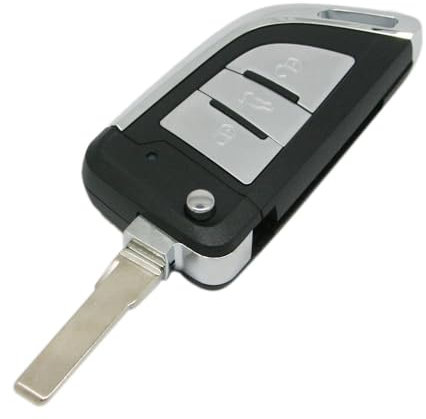 BROVACS Coque de clé modifiée compatible avec Volkswagen Golf 7 MK7 GTI Skoda Octavia 3 boutons Entrée sans clé Flip Coque de clé Fob HU66 Blade SS8201E