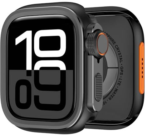 XMUXI Metall Schutzhülle Kompatibel mit Apple Watch 11 10 Case 46mm Hard Armor Watch 11 Schutz Hülle für iWatch Series 10 Gehäuse (Schwarz,46mm)