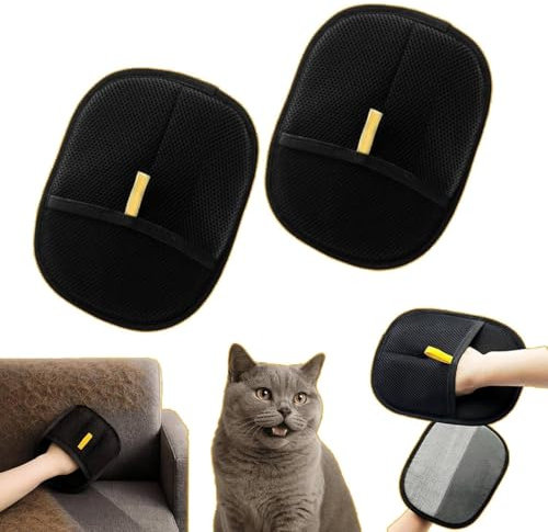 Doppelseitige Fellpflegehandschuhe für Hunde und Katzen, entfernt Tierhaare effektiv, ideal für Waschen und Enthaaren, fördert gesundes Fell, Fell Magnet Handschuhe für Katzen (2)