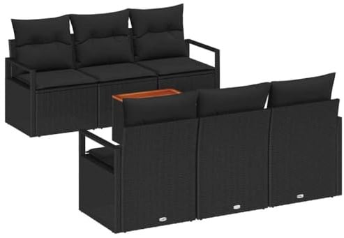 vidaXL 5-teiliges modulares Outdoor-Sofa-Set mit verstellbaren Füßen | Schwarzes Poly-Rattan-Sofa für deinen wetterfesten, gemütlichen Garten oder Deine Terrasse.