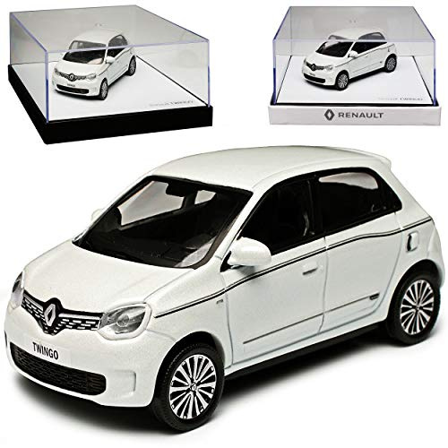 Renautl Twingo III Quartz Weiss 5 Türer 3. Generation Ab 2014 Version Ab Facelift 2019 1/43 Norev Modell Auto mit individiuellem Wunschkennzeichen