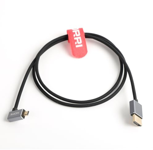 Right Angle Micro HDMI to HDMI Cable 8K 60Hz 4K 120Hz, Soft SiliconeHigh Speed HD Cord Compatible with Sony A6500 A7III A7C ZV-E10 Canon R5 R7 GH4 X-T4 Z50，GoPro Hero, Raspberry Pi 5 4 1.64 FT/50M