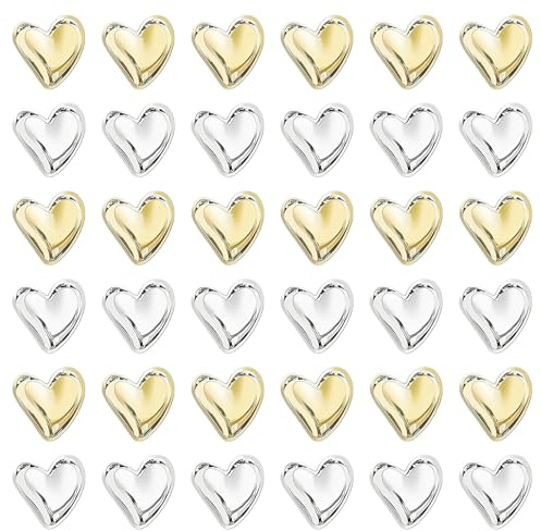 36 Stück Herz Kühlschrankmagnete, 3D Herz Magnete Kühlschrank, Gold Kleine Dekorative Magneten für Kühlschrank & Magnettafel, Fridge Magnet für Notizen & Fotos, für Whiteboard, Tafel (Gold+Silber)