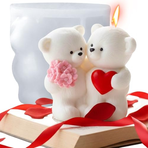Moldes para Velas Moldes de silicona, moldes para velas de silicona con forma de osito en 3D,para regalos de niñas,regalos de cumpleaños,regalos del día de la madre y escaparates(XL)