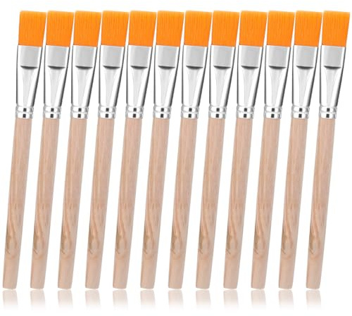 GEEHUA 12PCS Flux Brushes, 9mm Wide Glue Brush Wooden Handle | Nylon Brush Solder BrushSet Small Paint Brushes for Painting Stains Glue DIY Decorating