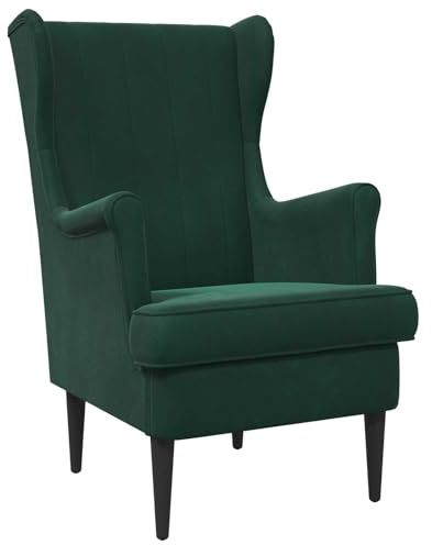 vidaXL Sessel Dunkelgrün Samt, Stylischer Sessel fürs Schlafzimmer, modernes Velours, Bequeme Sitzgelegenheit, eleganter Wohnraum-Deko
