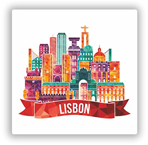 2 x Lissabon Skyline vinyl Aufkleber Reise Gepäck # 10057 - 10cm/100mm Wide