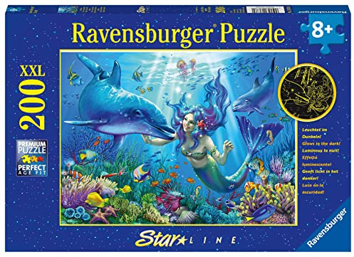 Ravensburger Kinderpuzzle - 13678 Leuchtendes Unterwasserparadies - Unterwasserwelt-Leuchtpuzzle für Kinder ab 8 Jahren, mit 200 Teilen im XXL-Format, Leuchtet im Dunkeln