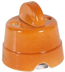 FANTON Interruttore deviatore a manopola in ceramica stile retrò colore terracotta da parete 10AX 250V vintage in porcellana 84001TC