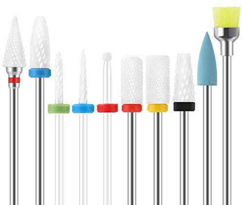 SPTHTHHPY 10 Stück Keramik Nagelfräser Aufsätze Professioneller Nagelfräser Gelnägel Zubehör Entfernen Gel Acryl Nagelhaut Fräser Bits für Maniküre Pediküre Home Verwenden Sie Großes Geschenke