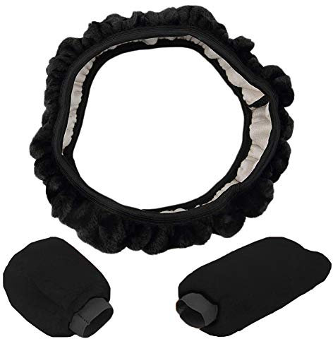 Lenkradbezug Plüsch,INTVN Universal Auto Anti-Plüsch Lenkradhülle,Lenkradbezug für Auto Zubehör,Rutsch Warm Winter Lenkradschoner,Atmungsaktiv Lenkradschutz,Handbremse Abdeckung Steering Wheel Cove