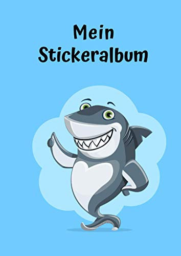 Mein Stickeralbum: Motiv Hai No. 1 | 30 Seiten | DIN A4 | Blanko | Kein Silikonpapier | Geschenkidee