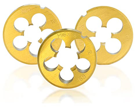 JAINGU 1pc TiN-beschichtete metrische Gewindewerkzeuge M3 M6 M8 M10 M12 M14 M16 M18 Schneideisen für Linksgewinde,M8x1