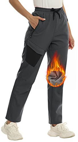 MoFiz Pantaloni Sci Donna Pantaloni Termici Trekking Impermeabili Pantaloni Invernali Grigio L