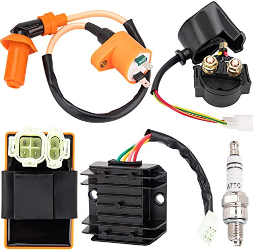 GY6 Kit de bobine d'allumage 150cc pour scooter cyclomoteur 150cc 125cc 50cc ATV Quad Go Kart Bobine d'allumage GY6 haute performance Boîtier CDI 6 broches régulateur de tension