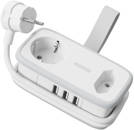 NTONPOWER Steckdosenleiste mit USB, Flach Stecker Reise Mehrfachsteckdose, 2er Steckdosenleiste 3 USB-A 2500 Watt Verteilersteckdose Kreuzfahrt, Weiß
