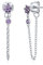 Lieson Boucle D'Oreille Argent 925, Boucle D'Oreille Femme Pendante Fleur Zirconium Violet Avec Chaîne Boucle D Oreille Mariage