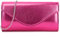 UShopUK Bolso de mano metálico brillante de piel sintética para novia, graduación, boda, noche, fiesta, bolso de mano, rosa fucsia, medium