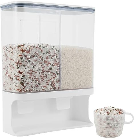 Rice Dispenser Wall Mounted Rice Storage Containers 3000ML Clear Cereal Storage Containers with Lid Airtight Wall Mounted Fragrance Bead Dispenser for Bean Laundry Scent Bead Coffee Bean (3000ml)