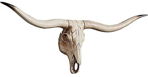 Langes Horn, Bison-Stierschädel, Wanddekoration, Kuhschädel, Wanddekoration, Kopfskulpturen, Wandtafel, Kunsthandwerk, Ornamente, Stierhörner, Dekor, umweltfreundliche Harzschädel-Skulptur, Wandbehang