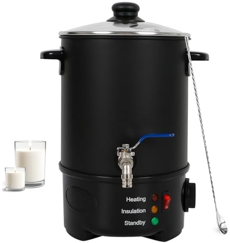 6L Wax Melter for Candle Making, Electric Wax Melting Container with Heat Resistant Handle & Stainless Spout & Temperature Controller for Soy Wax Soap Base Candle Making Supplies for Home - UK Plug