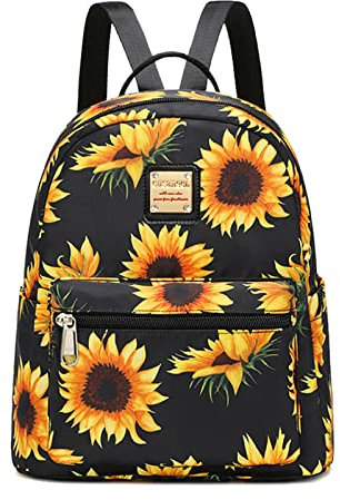 Cusangel kleiner Rucksack Damen Mini 10L Niedliche Kuh-Rucksack für Frauen, Mädchen und Teens, Kuh-Druck Mode Freizeit Rucksack mit Reißverschluss, (Sonnenblume)