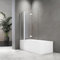 Duschwand für Badewanne 160 x 140 cm Badewannenfaltwand 2-teilig Faltbar Duschtrennwand mit Stabilisator und Festteil 6mm Nano Glas Faltwand Duschabtrennung