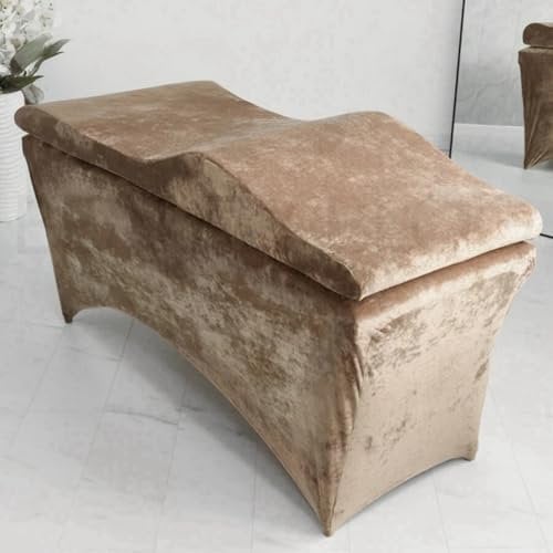 Untitled Wave Matratze (Curved Topper) mit Memory Foam, Liegenbezug, Set 180x60 cm für Kosmetikliege, Massageliege, für Wimpernverlängerungen, PMU - Camel