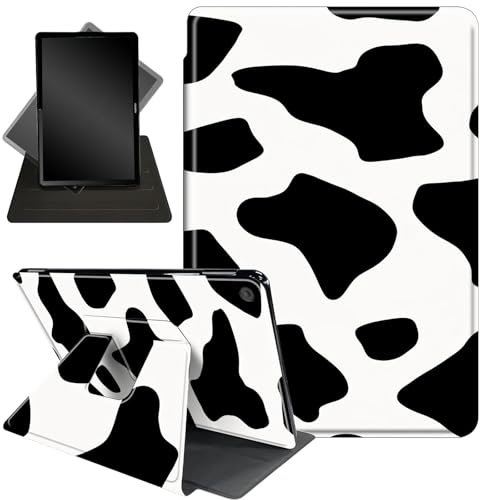 Case for Kindle Fire 7 Tablet (7 Inch, 9th/7th/5th Generation,2019/2017/2015 Release),360 Degree Rotating Stand Protective Cover for Amazon fire 7 Tablet 9th/7th Generation,Black White Cows -417