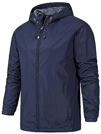 Flodxo Veste imperméable légère pour homme - Coupe-vent - Grande taille - Fermeture éclair intégrale - Pour camping, randonnée, cyclisme, course à pied