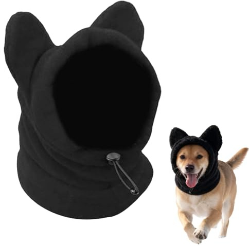 1 Stück Hundemütze Ohrenschutz für Hunde, Ohrenschutz Hund, Warme Wintermütze Mütze für Mittelgroße bis Große Hunde, Ideal für Winter Spaziergänge Outdoor-Aktivitäten(Schwarz)